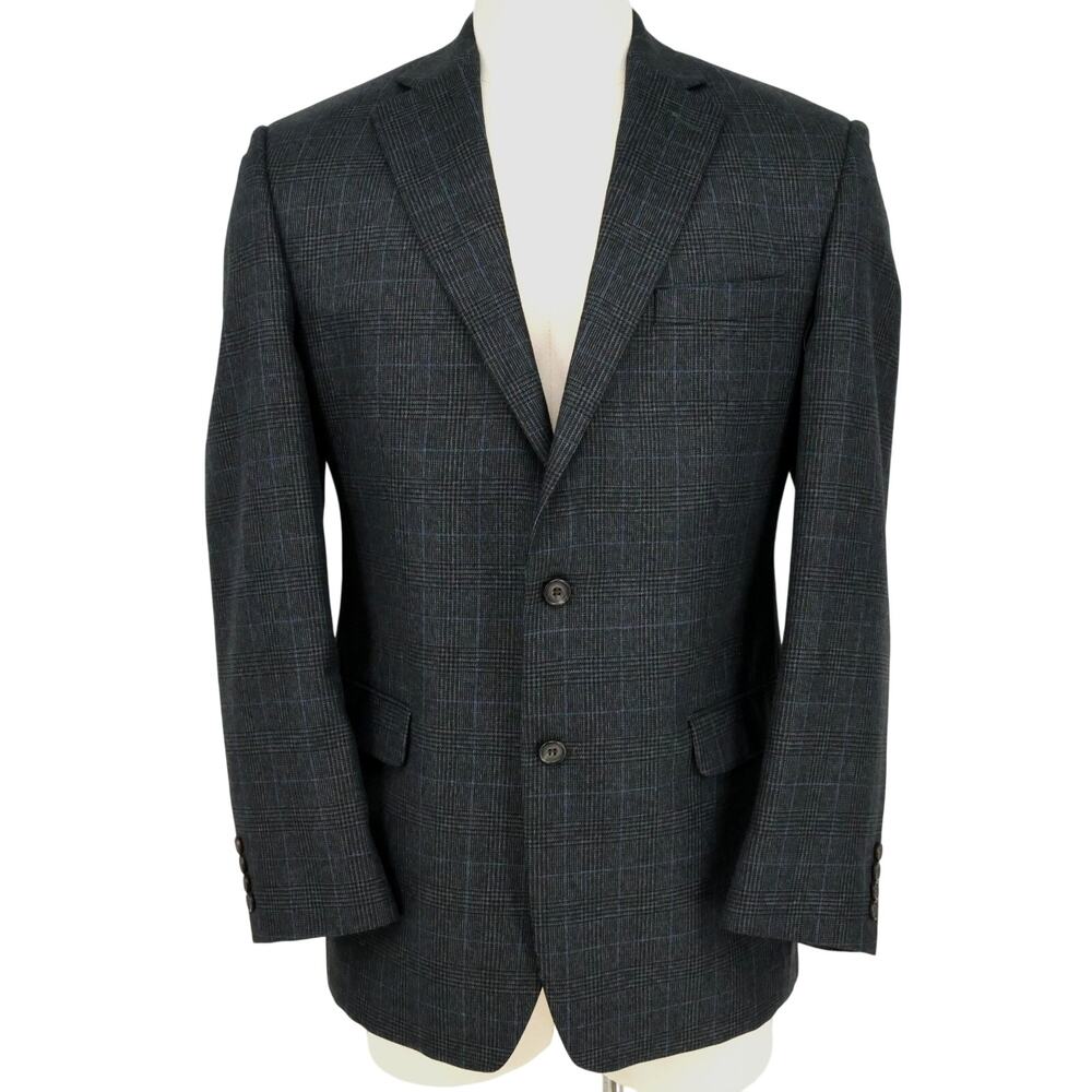 Lauren Ralph Lauren Sport Coat Mens 42L Dark Gray Glen Plaid Jacket Career